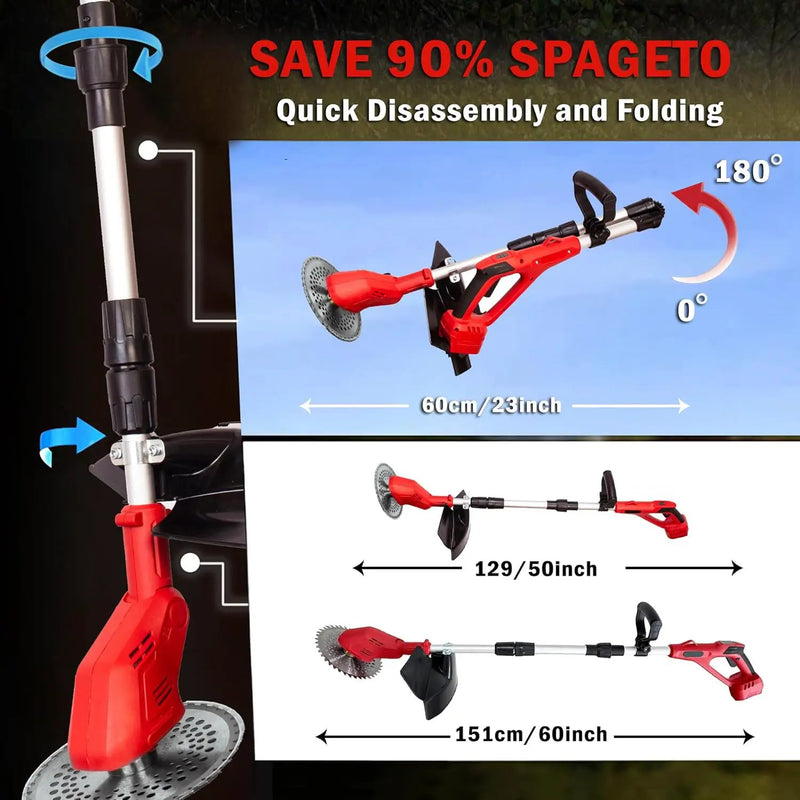 Cordless String Trimmer Compatible with Milwaukee 18V Batteries,Folding 3 in 1 Electric Weed Wacker with Brushless Motor,8 INCH Electric Weed Wacker/Edger Trimmer for Lawn,Garden,Yard(Tool Only) by GreenHaven Gardens
