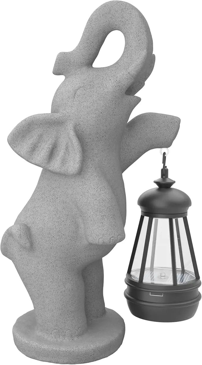 Solar Garden Statue 10 Inch Elephant Decor for Outside Yard Decoration Outdoor Unique Housewarming Gardening Birthday Gifts for Women Grandma by GreenHaven Gardens