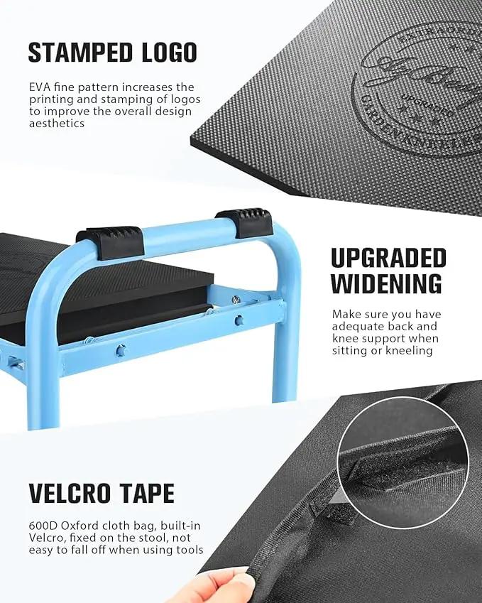 Garden Kneeler and Seat, Upgraded Foldable Heavy Duty Gardening Stool - Widened to 10" Stable Wear-Resistant Prevent Knee and Back Pain, Bench High-End 2 Large Tool Bags Gift for Men Women by GreenHaven Gardens