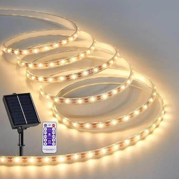 LUHLEE Solar LED Strip Lights,2023 Upgrade Outdoor Rope Lights 8 Lighting Modes,IP65 Waterproof String Lights for Patio Yard Deck Porch Balcony Garden (Warm White, 9.84 ft) by GreenHaven Gardens