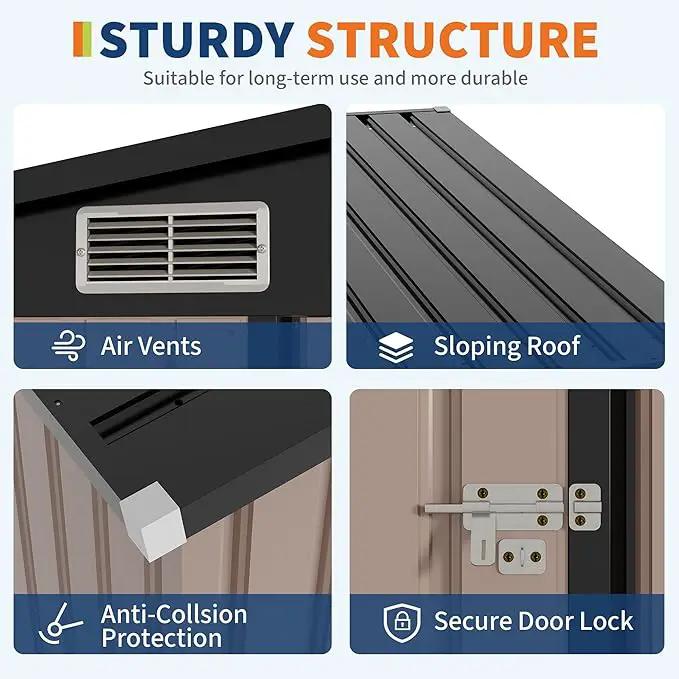 4x8 FT Metal Outdoor Lean to Storage Shed, Lean to Garden Shed Utility Tool Shed, Heavy-Duty Outdoor Metal Wall Side Storage Sheds by GreenHaven Gardens
