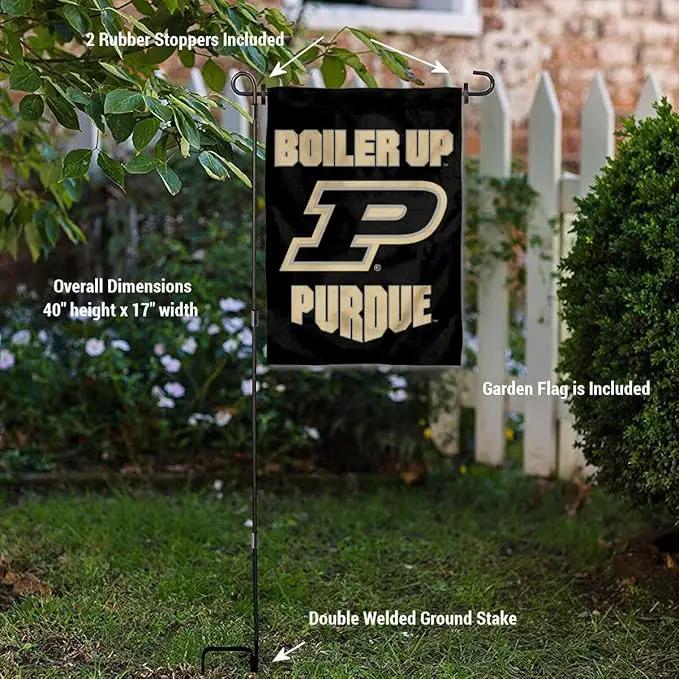College Flags & Banners Co. Purdue Boilermakers Boiler Up Garden Flag with Pole Stand Holder by GreenHaven Gardens