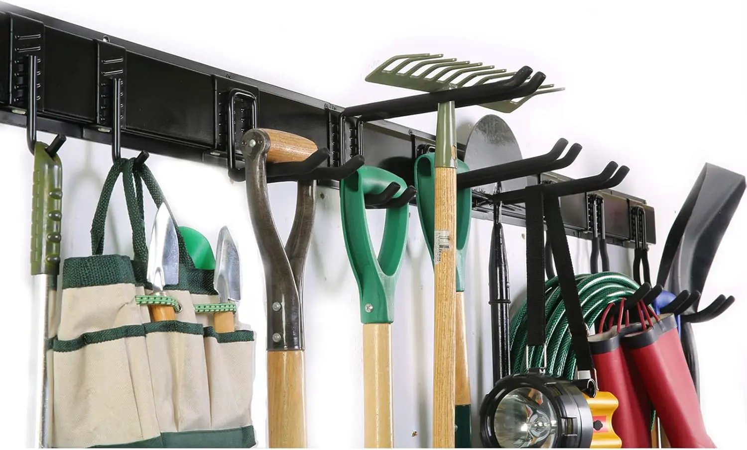 Ultrawall 13 PCS Tool Storage Rack, 64 Inches Adjustable Garage Organization Wall Mounted Storage System with 9 Hooks, Heavy Duty Steel Garden Tool Organizer Wall Holders by GreenHaven Gardens