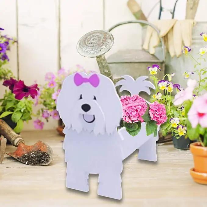 Cotton Veil Dog Planter Plant Pots,Cute Garden Dog Flower Planter,Dog Planters Birthday Gifts for Women,Office,Indoor/Outdoor Decor（9.45 * 9.02 * 13.39in） by GreenHaven Gardens