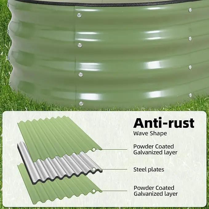G GOOD GAIN Galvanized Metal Raised Garden Bed Kit - 4x2x1FT Outdoor Planter Box with Safety Edging and Gloves for Vegetables, Fruits, Flowers(Oliver Green, 1PC) by GreenHaven Gardens