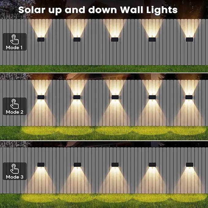 Fence Lights Solar Powered, 12-Pack Solar Fence Lights Up/Down Flexible Buttons, IP67 Waterproof for Outdoor, 120LM Bright, Auto Dusk to Dawn for Wall/Stairs/Yard/Railing/Deck/Pathway (Warm White) by GreenHaven Gardens