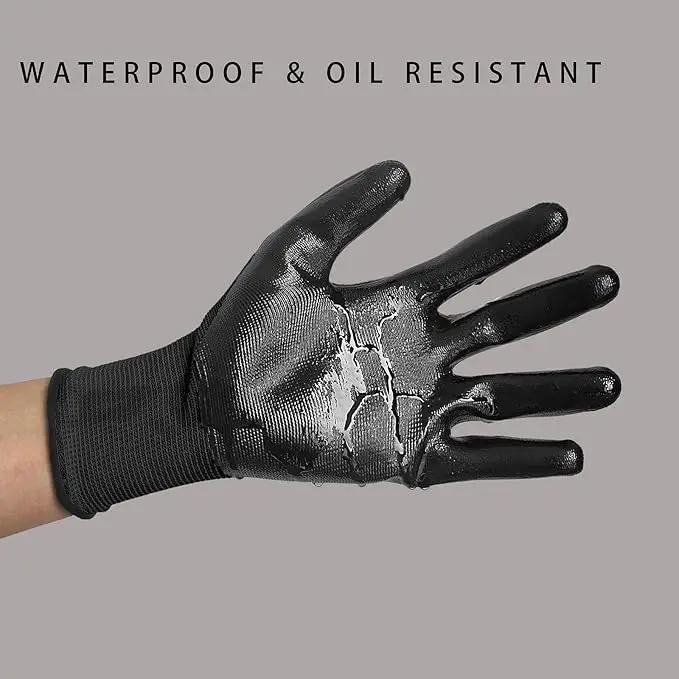 Evridwear Work Gloves with Grip Rubber Coated for Men Women Warehouse Mechanic,12 Pairs Bulk by GreenHaven Gardens