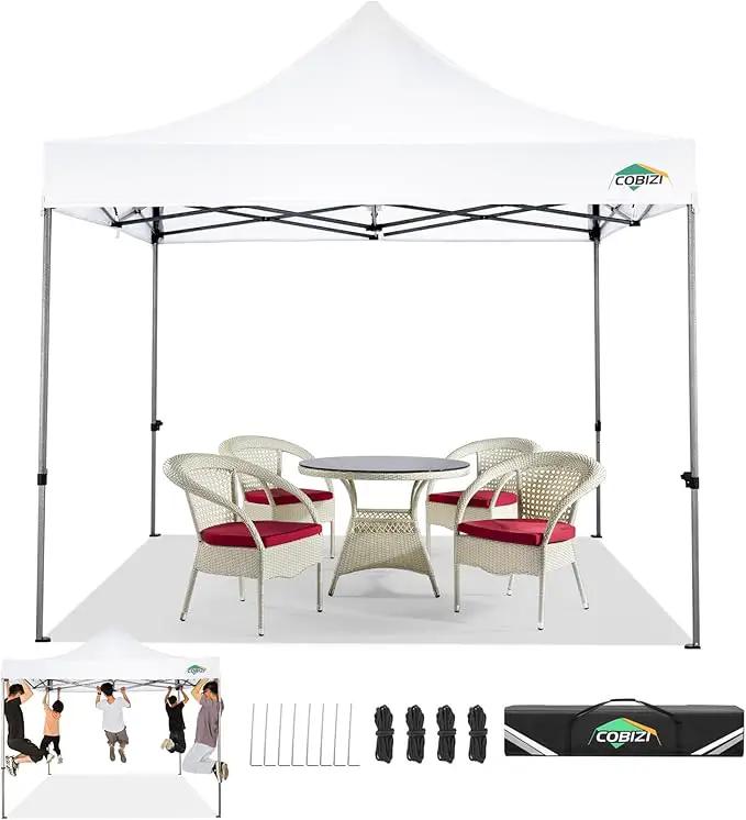 COBIZI 10x10 Pop Up Canopy Tent 10x10 Easy up Canopy, Heavy Duty Outdoor Canopy UPF 50+ All Weather Waterproof Instant Party Tents for Parties Gazebo with Handbag, White(Windproof Upgraded) by GreenHaven Gardens