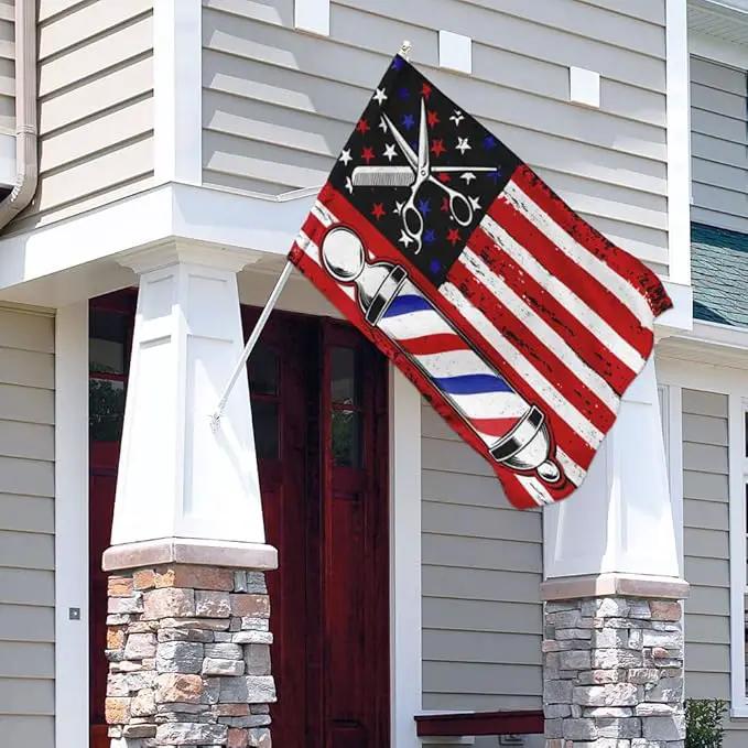 FLAGWIX American Flags, Barber Flag - 4th of July, Independence Day Decorations for Inside, Outside, Garden Flag (11.5" x 17.5") - USA House Garden Flags Premium Polyester, Decorative Outdoor Flags by GreenHaven Gardens