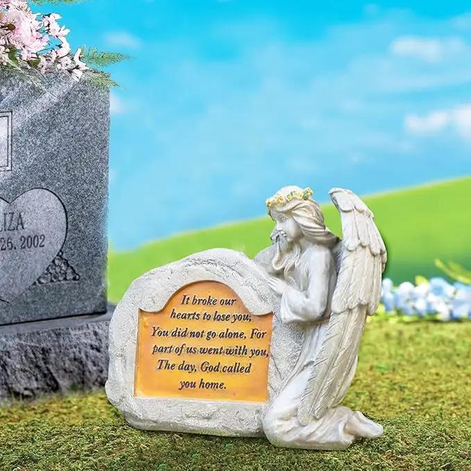 DKJOCKY Solar Angels for Cemetery, Angels Memorial Stone Gifts with Solar LED Light Garden Statues Grave Decorations for Cemetery, Sympathy Gifts for Loss of Loved One by GreenHaven Gardens