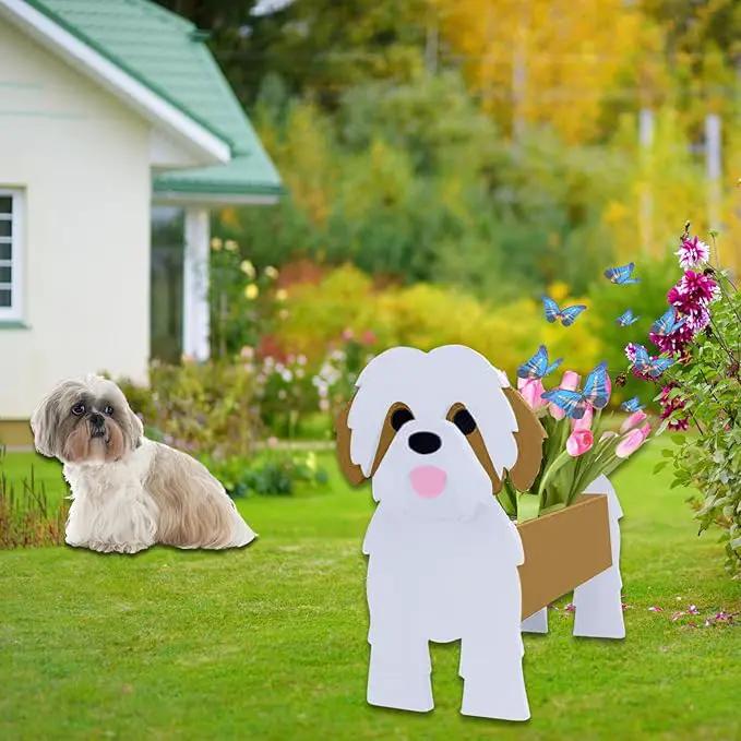 Brown Shih Tzu Dog Planter Plant Pots,Cute Garden Dog Flower Planter,Large Dog Planters Birthday Gifts for Women,Office,Indoor/Outdoor Decor（9.84 * 9.06 * 17in） by GreenHaven Gardens