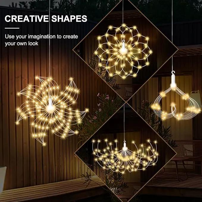 5 Pack Firework String Lights Christmas Lights, 200 LED 8 Modes Hanging Starburst Lights for PartyGarden Decoration (Warm White) by GreenHaven Gardens
