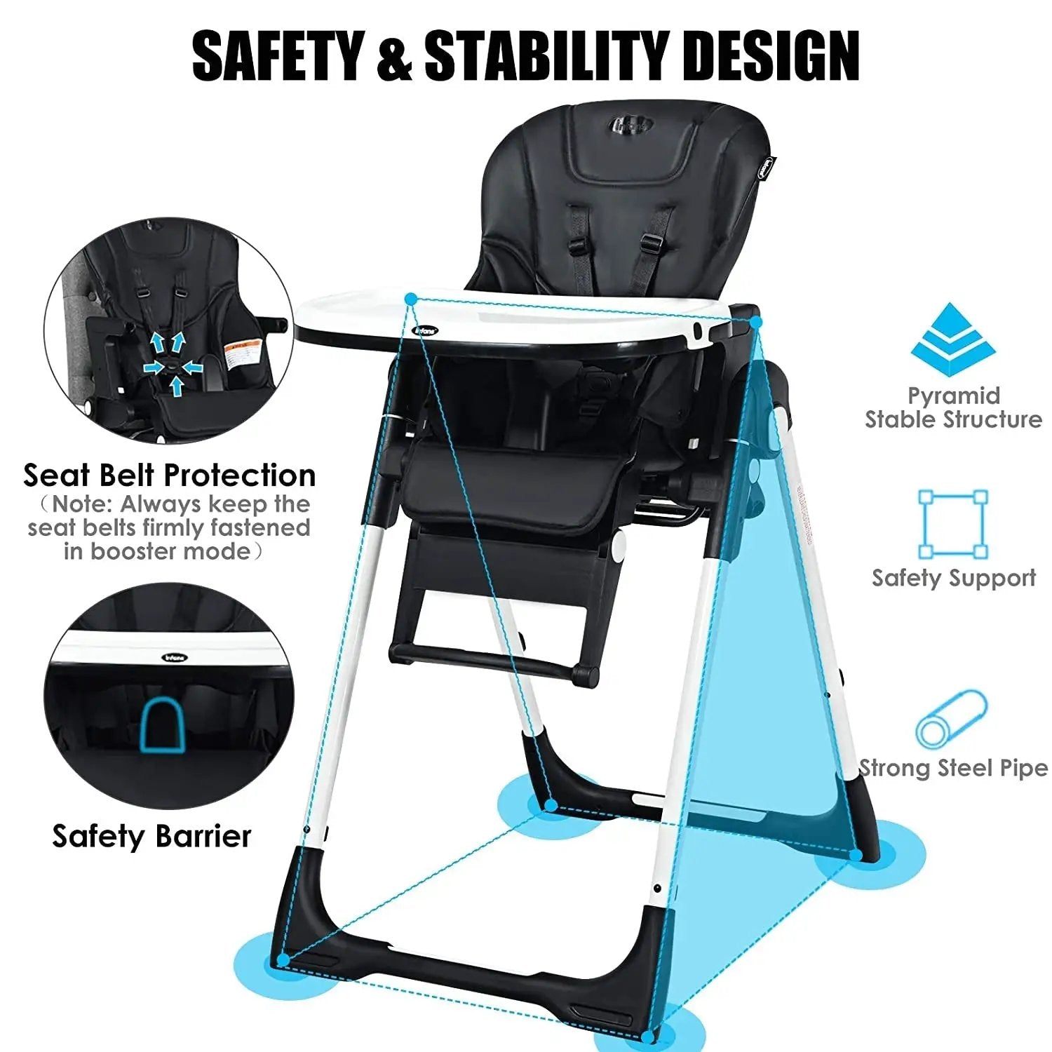 4-in-1 High Chair–Booster Seat with Adjustable Height and Recline by DirectDeals