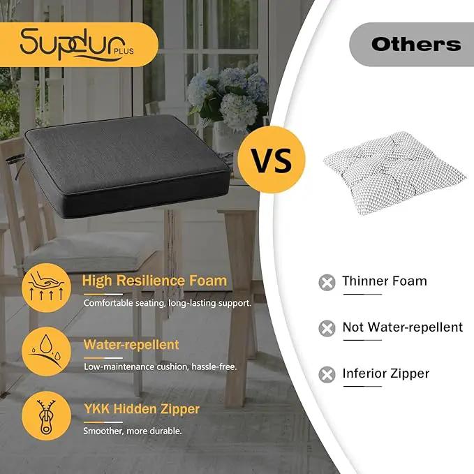 Outdoor Sunbrella Square Corner Seat Cushion, 18.5"x16"x3", Set of 4, Non Slip Seat Cushion Pads with Removable Cover for Patio Furniture, Garden Yard Lawn, Spectrum Carbon by GreenHaven Gardens
