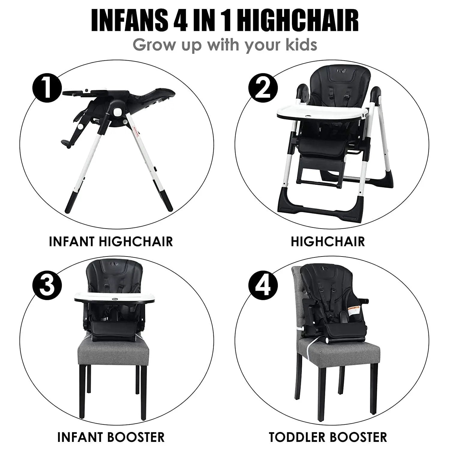 4-in-1 High Chair–Booster Seat with Adjustable Height and Recline by DirectDeals