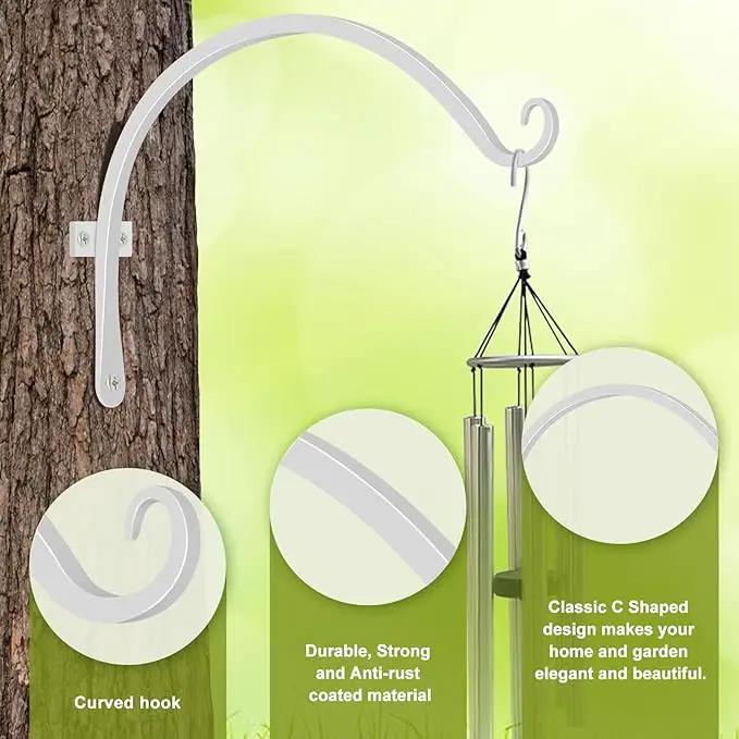 FEED GARDEN 2 Pack 12 Inch Hanging Plant Bracket Wall Hooks Decorative Plant Hangers for Outdoor Hanging Bird Feeders, Wind Chimes, Plant Baskets, White by GreenHaven Gardens