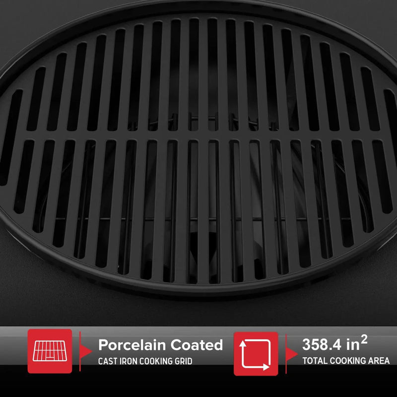 Nexgrill 22" Charcoal Grill with Table Cart and Side Table, 358 SQ In Grate, Adjustable Air Vents, Integrated Temperature Gauge, Mobile Cart Barbecue Grill for Camping, Picnics, and More - 810-0026HC by GreenHaven Gardens