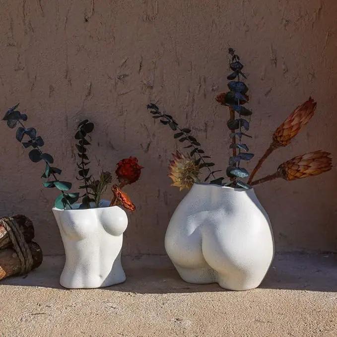 FROZZUR Body Plant Pot Butt Vase, Female Flower Pot, Resin Modern Boho Planter, White, Oval, Drainage Holes, Indoor, Table Top, Home Decor by GreenHaven Gardens