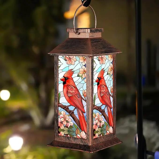 Solar Lantern Outdoor Waterproof Cardinal Garden Decor Birthday Gifts for Women Mom and Grandma Solar LED Plastic Decorative Hanging Light for Yard(Cardinal) by GreenHaven Gardens