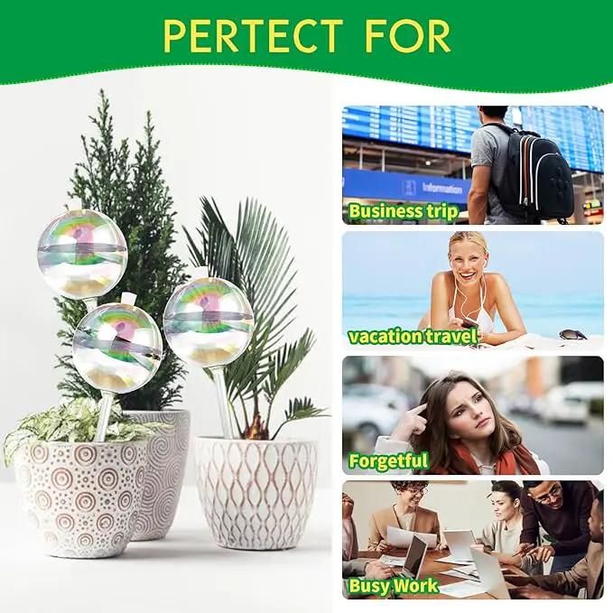 ZephyrBloom 13 oz Up 2 Weeks Large Plant Watering Globes & Bulbs, Self Watering Glass Globes to Water Plants While Away, Indoor Outdoor Automatic Slow-Release Watering Bulbs for Houseplants 2 Pack by GreenHaven Gardens