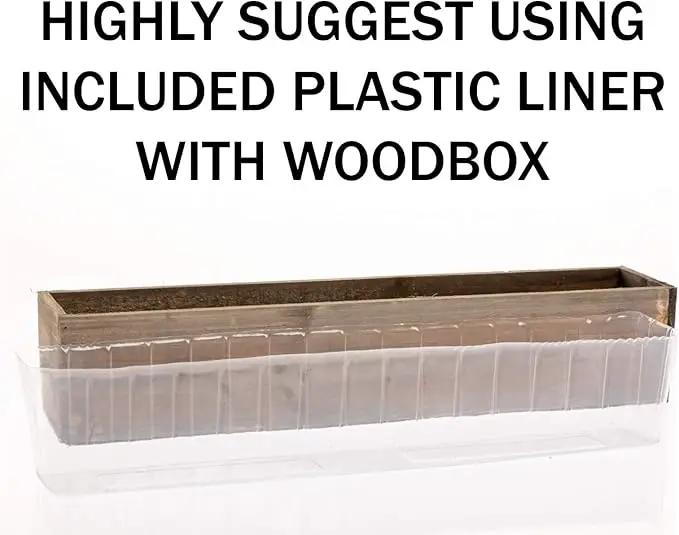 20" Rectangular Rustic Wood Planter with Handle and Plastic Liner l Rustic Whitewash l Country Style, Home and Wedding Decorations, Garden Ornaments (20x4 w Handle Set of 2, Whitewash) by GreenHaven Gardens