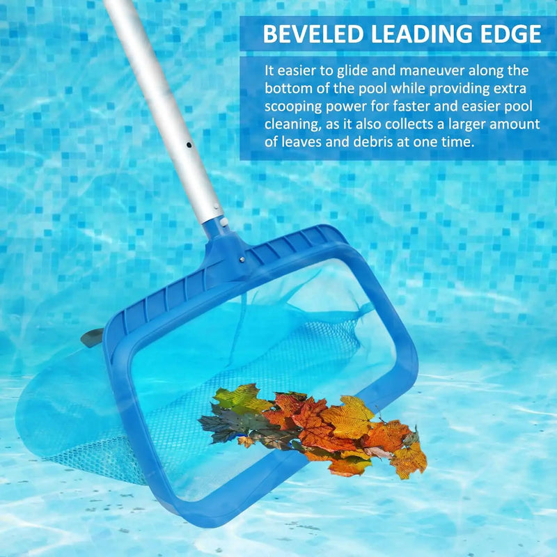 Poolvio Swimming Pool Skimmer Net, Fine Mesh Pool Leaf Rake Net with Double-Layer Deep Bag, Reinforced Frame - Swimming Pool Nets for Cleaning Finest Debris by GreenHaven Gardens