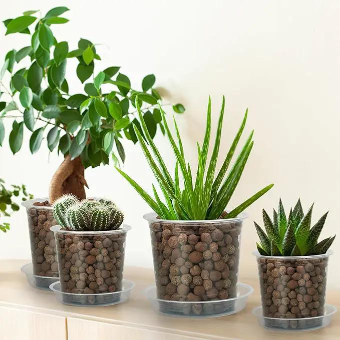 4/5/6/7 Inch Clear Nursery Pots for Plants with Sacuers 20 Pack, Plastic Flower Pots with Drainage Holes, Variety Pack Seedlings Garden Pot for Indoor Outdoor (4+5+6+7 inch) by GreenHaven Gardens