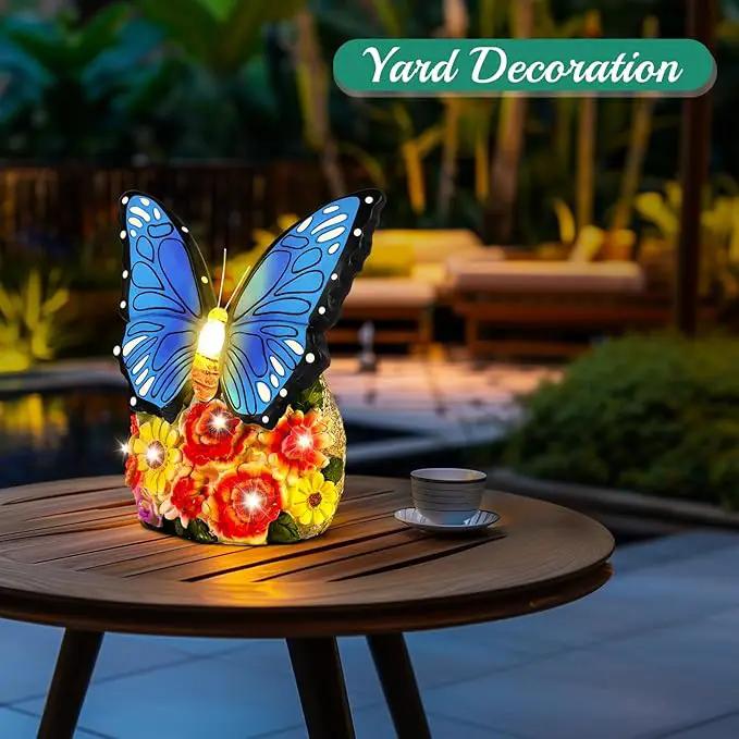 Linkax Solar Lights Outdoor LED Figurine Garden Decor for Outside Patio Yard Home, Easter Mothers Day Birthday Gifts for Women Mom Grandma Wife Daughter, A Bundle of Turtle and Butterfly Statues by GreenHaven Gardens