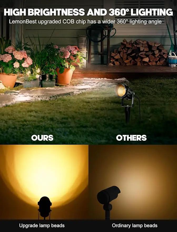 12W Landscape Lighting - Warm White Plug in Outdoor Landscape Light IP65 Waterproof 120V Lawn Flag Light Christmas Halloween Decorative Spotlight for Tree Outdoor Indoor Yard Garden, 2 Packs by GreenHaven Gardens