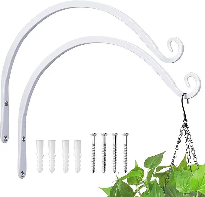 Kingsyard 2-Pack Wall Plant Hanger Outdoor - Heavy Duty Metal Hanging Bracket Hooks for Hanging Plant, Bird Feeders, Lanterns, Wind Chimes Outdoor & Indoor, 12-Inch/White by GreenHaven Gardens