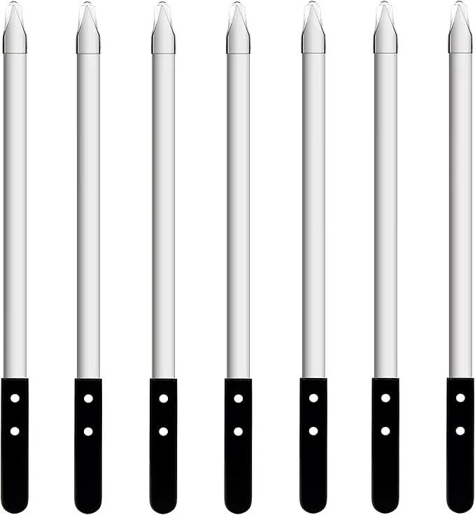 23.6 Inch Long Kabob Skewers, 0.91 Inch Wide, Stainless Steel with Black Wood Handle, 7 Pack by GreenHaven Gardens