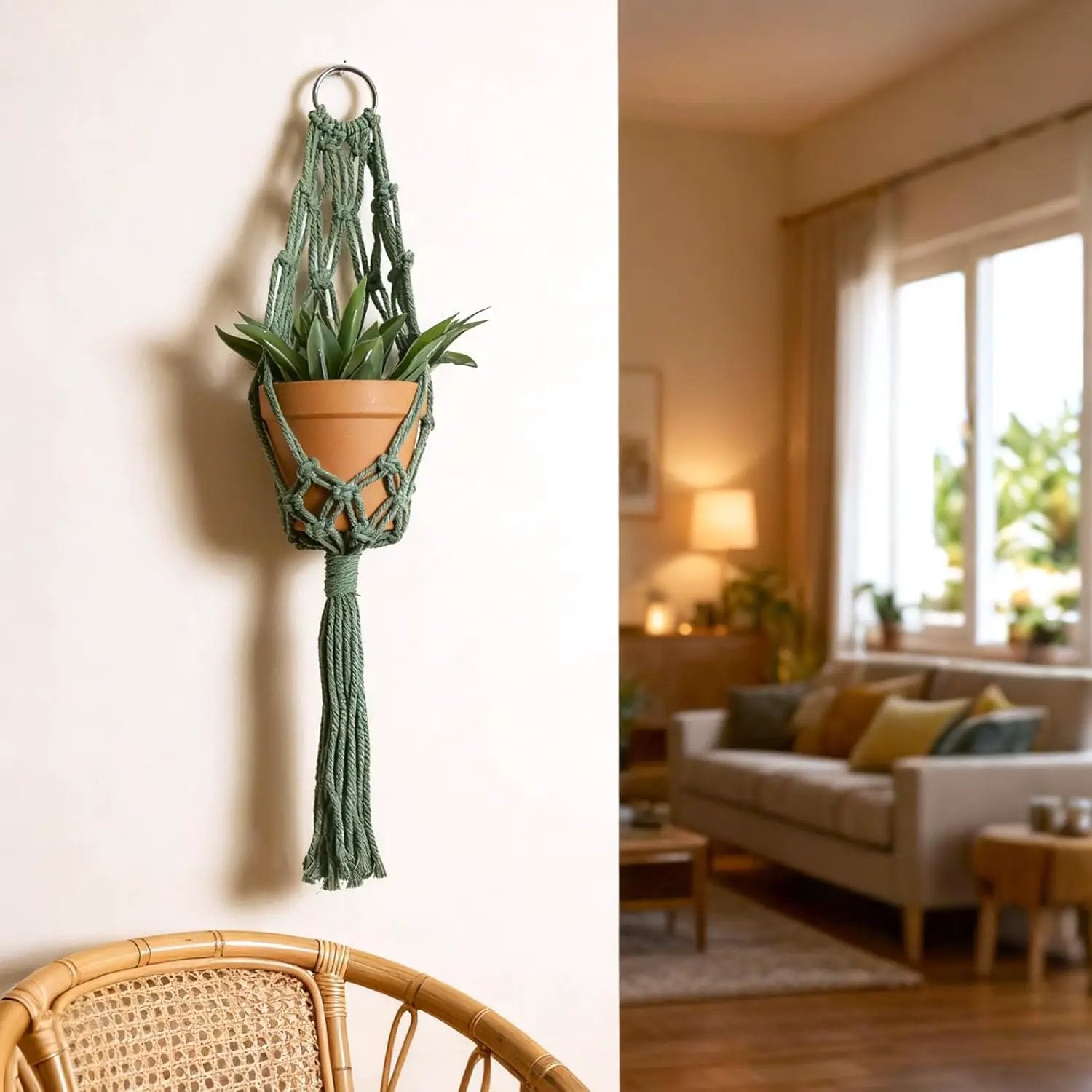 Artilady Macrame Hanging Planter for Indoor Plants, Boho Woven Plant Hanger Large Hanging Flower Pot Holders Outdoor Baskets Storage Green Wall Decor by GreenHaven Gardens