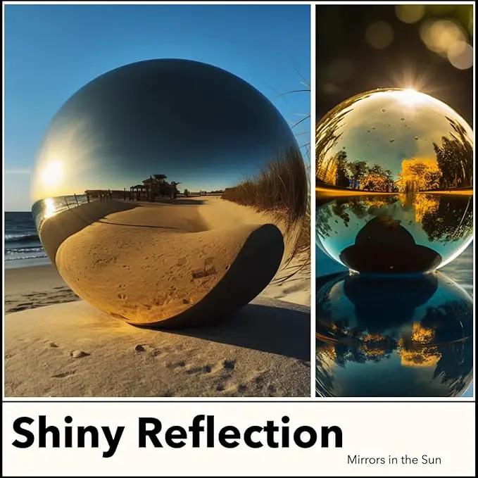 10 Inch Stainless Steel Gazing Globe,v2croft Hollow Ball Mirrored Surface Polished Shiny Sphere,Garden Stainless Steel Gazing Ball for Outdoor Lawn Pond Yard Ornament(Gold) by GreenHaven Gardens