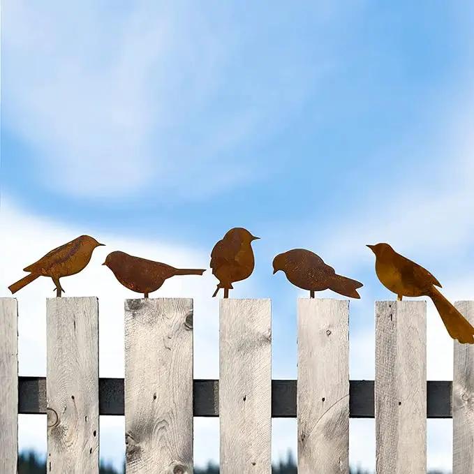 5PCS Metal Bird Silhouette with Rusty, Rusty Birds Decoration, Metal Birds Statues, Lifelike Patina Metal Birds Garden Ornaments Silhouette by GreenHaven Gardens