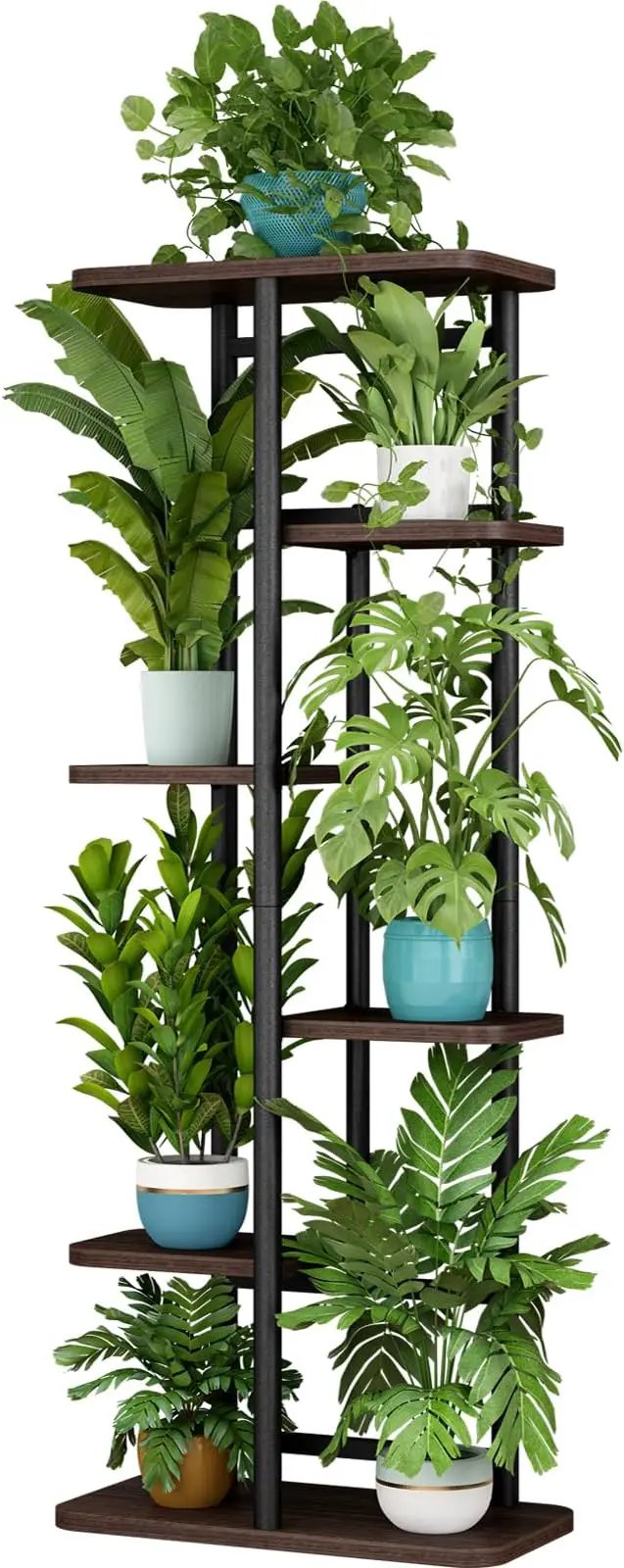 LINZINAR Plant Stand 6 Tier 7 Potted Indoor Plant Shelf Multiple Stands for Garden Corner Balcony Living Room by GreenHaven Gardens