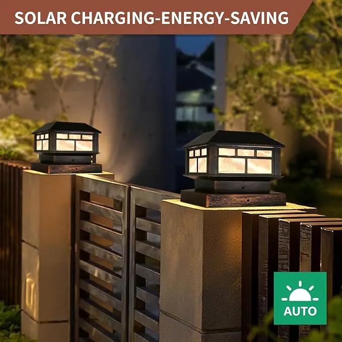 Solar Post Cap Lights Bronze Fence Deck Post Light Solar Powered Fit 3.5x3.5 4x4 5x5 Wooden Posts 8 Packs by GreenHaven Gardens