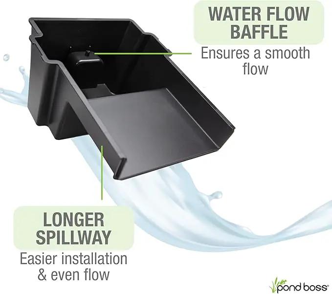 POND BOSS Waterfall Spillway, 8 inch Wide Weir, Waterfall Box, Smooth Flow, Durable Construction, Easy to Install, Great for Waterfalls, Pondless Water Features and Streams by GreenHaven Gardens