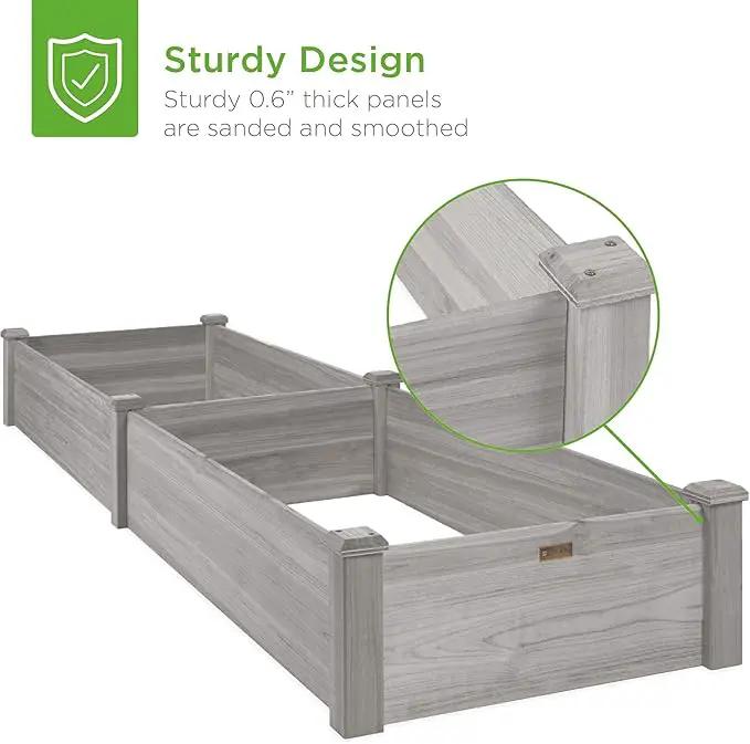 Best Choice Products 8x2ft Outdoor Wooden Raised Garden Bed Planter for Vegetables, Grass, Lawn, Yard - Gray by GreenHaven Gardens
