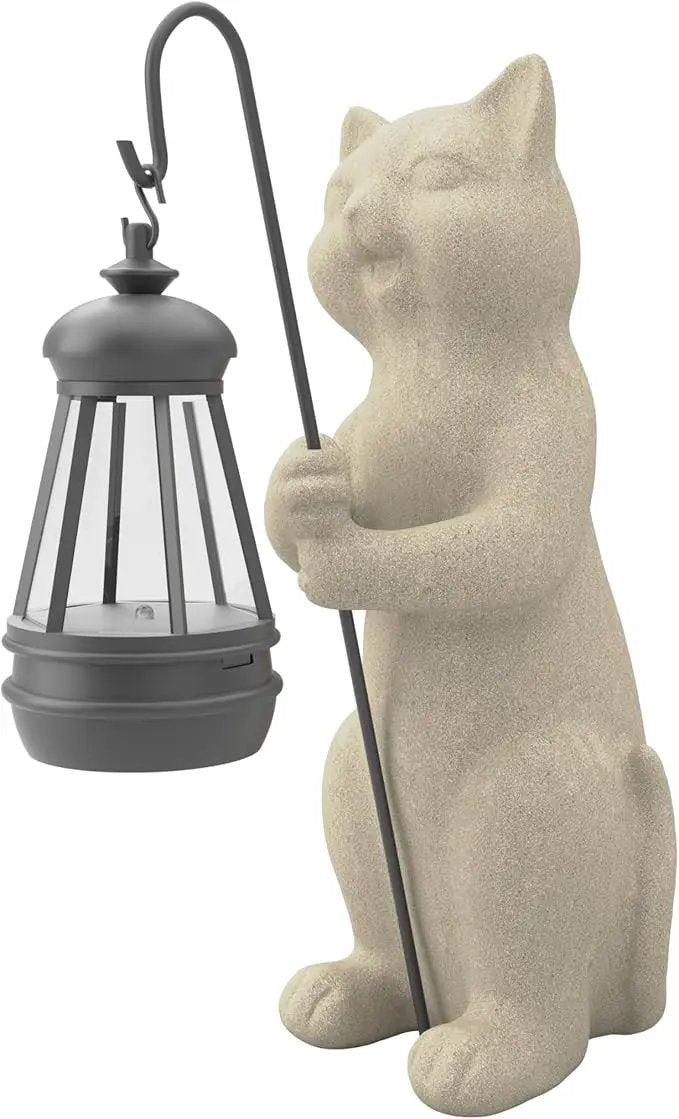 Solar Cat Garden Statue 10 Inch Porch Patio Decor for Outside Yard Decoration Outdoor Unique Housewarming Gardening Birthday Gifts for Cat Lovers Women Grandma by GreenHaven Gardens