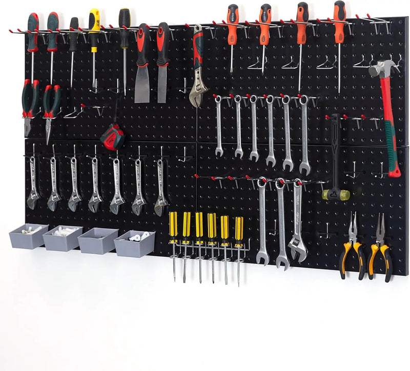 48x24 inch Black Metal Pegboard Kit for Wall Organization with Hooks, Garage Storage Bins, and Utility Tool Board, Efficient Tool Organizer Peg Board by GreenHaven Gardens
