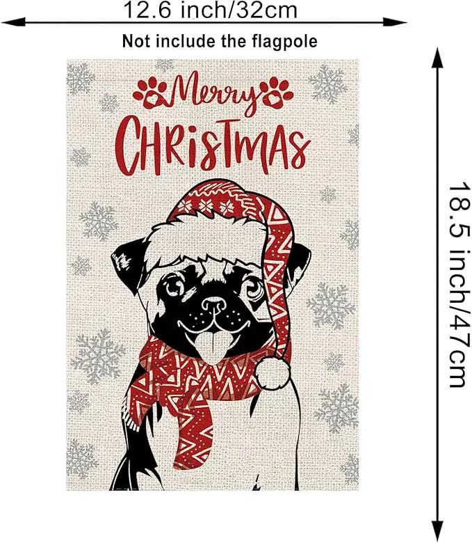 Seasonal Garden Flags Pug Dog Double Sided Flags Set of 11 Holiday Farmhouse Indoor Outdoor Yard Lawn Christmas Gifts Decorations 12.5x18 Inch by GreenHaven Gardens