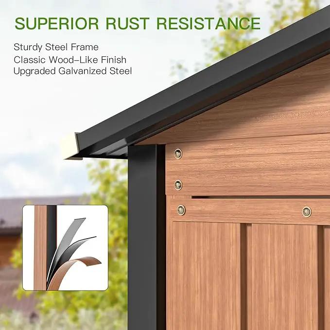 Outdoor Storage Shed, 5x3 Ft Metal Steel Tiny House with Frame Floor & Lockable Door, Vertical Outside Storage Building for Garden, Backyard, Lawn, Patio Utility, Tool Storage by GreenHaven Gardens