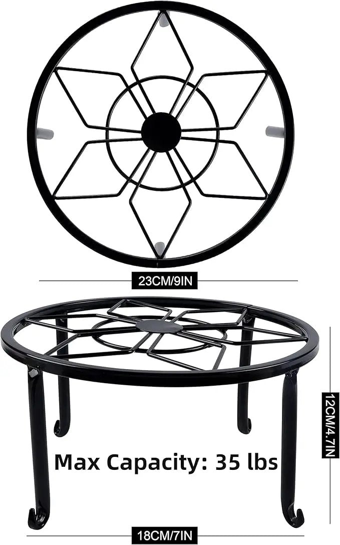 yosager 3 Pack Metal Plant Stands for Flower Pot, Heavy Duty Black Iron Potted Stand Holder, Indoor Outdoor Rustproof Metal Planter Container Round Supports Display Rack for Home & Garden Decor by GreenHaven Gardens