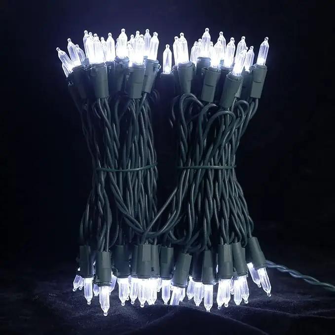MULTI-SPARKING White Christmas LED Lights - 2 Pack 100 Count Cool White Holiday String Lights for Tree, Party, Wedding, Indoor and Outdoor Use, 2 Sets 33 Feet Green Wire, UL Certified, Connectable by GreenHaven Gardens