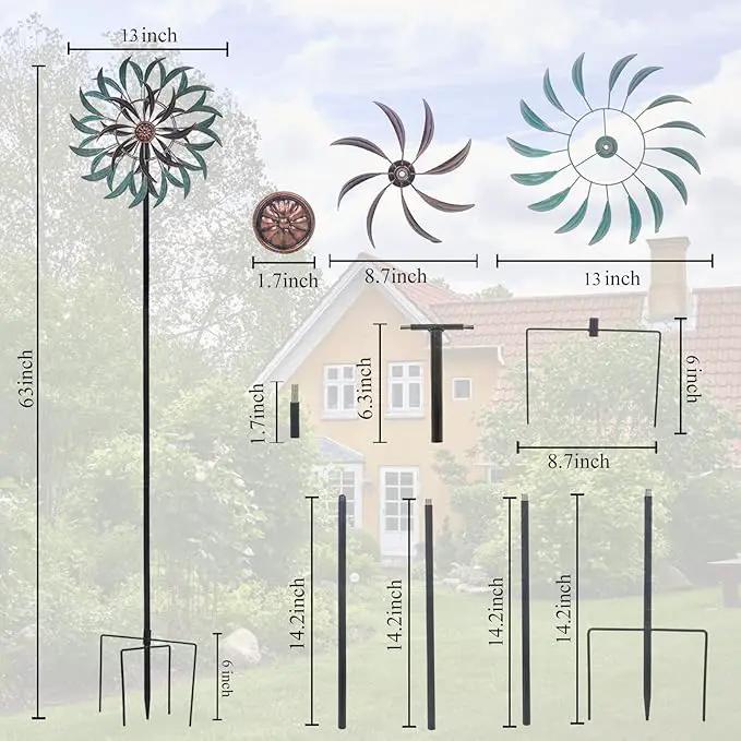 Stargarden Metal Wind Spinner,Two-Way Wind Sculptures,360 Degrees Kinetic Wind Spinners for Yard and Garden by GreenHaven Gardens