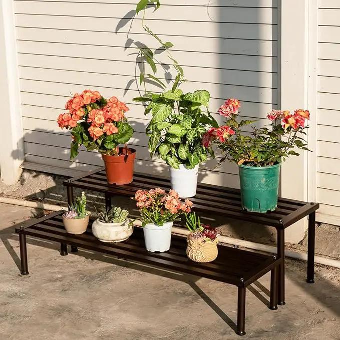 Metal Plant Stand, Rust-proof Aluminum Display Rack, Plants Display Stands Decoration Racks for Living Room Garden Balcony Patio (Ebony, 31.5Inch Tall Leg) by GreenHaven Gardens