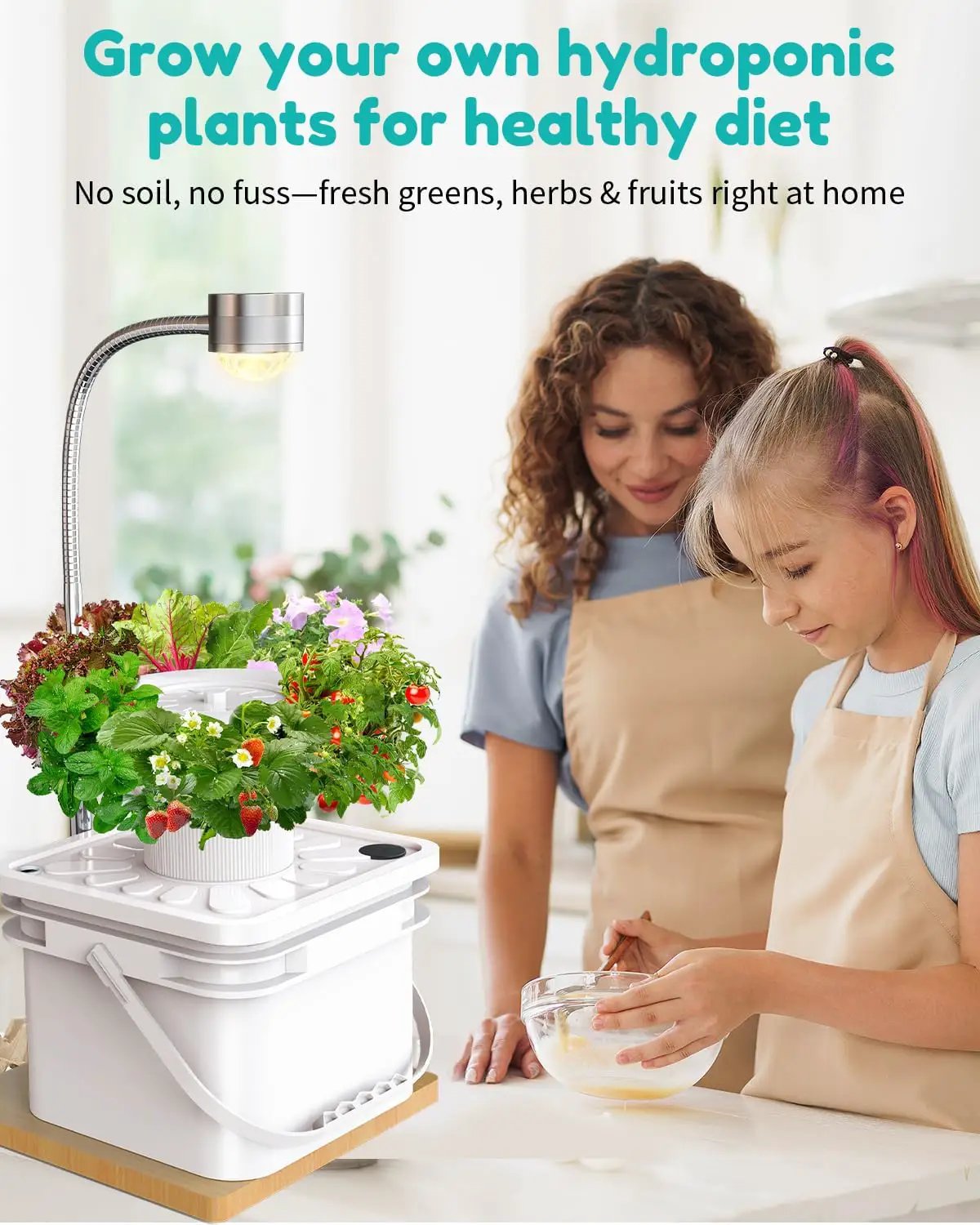 Indoor Herb Garden Growing System Kit, 6 Pods Hydroponics System with LED Grow Light, Hydroponic Planter for Home Kitchen Windowsill, White by GreenHaven Gardens