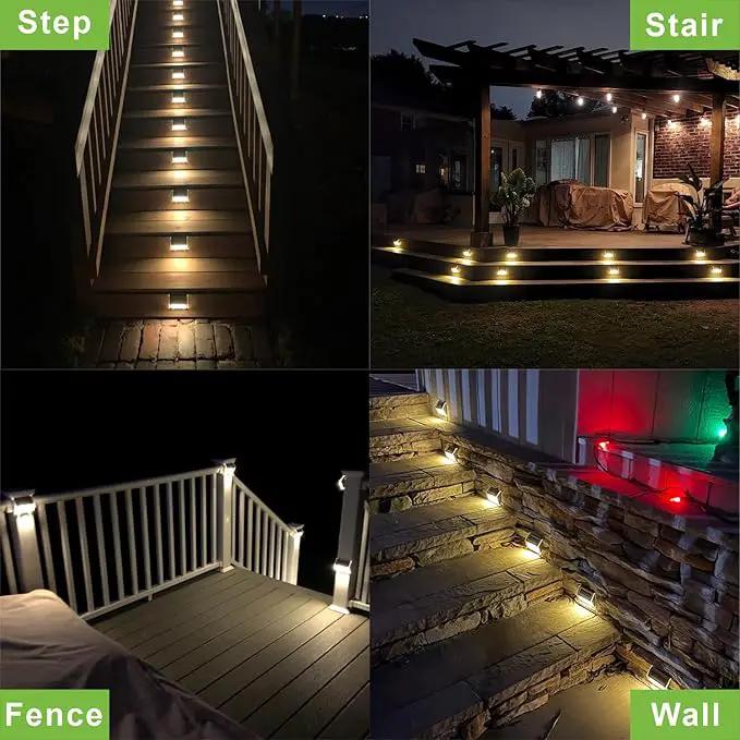 XLUX Solar Lights for Steps Decks Pathway Yard Stairs Fences, LED lamp, Rainproof, Black Metal Housing, 2 Pack(Warm Light) by GreenHaven Gardens