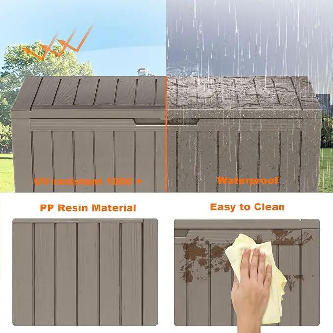 80 Gallon Resin Deck Box, Lockable Patio Outdoor Storage Box for Furniture, Garden Tools and Tools Storage, Waterproof Outside Storage Boxes - Grey by GreenHaven Gardens