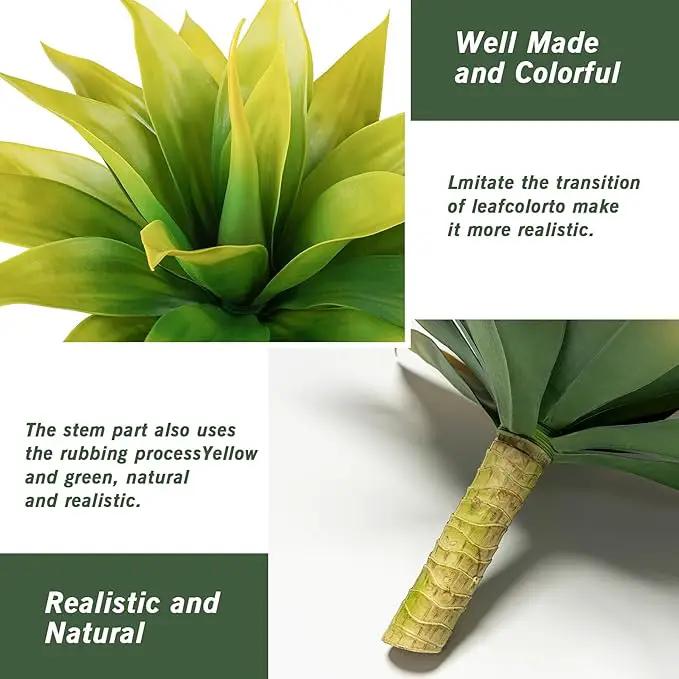 Artificial Agave Plants,Large UV Resistant Fake Agave Planters for Indoor and Outdoor Decorating Tropical Plant Succulents Greenery Indoor Decor (2Pack,22" Yellow) by GreenHaven Gardens